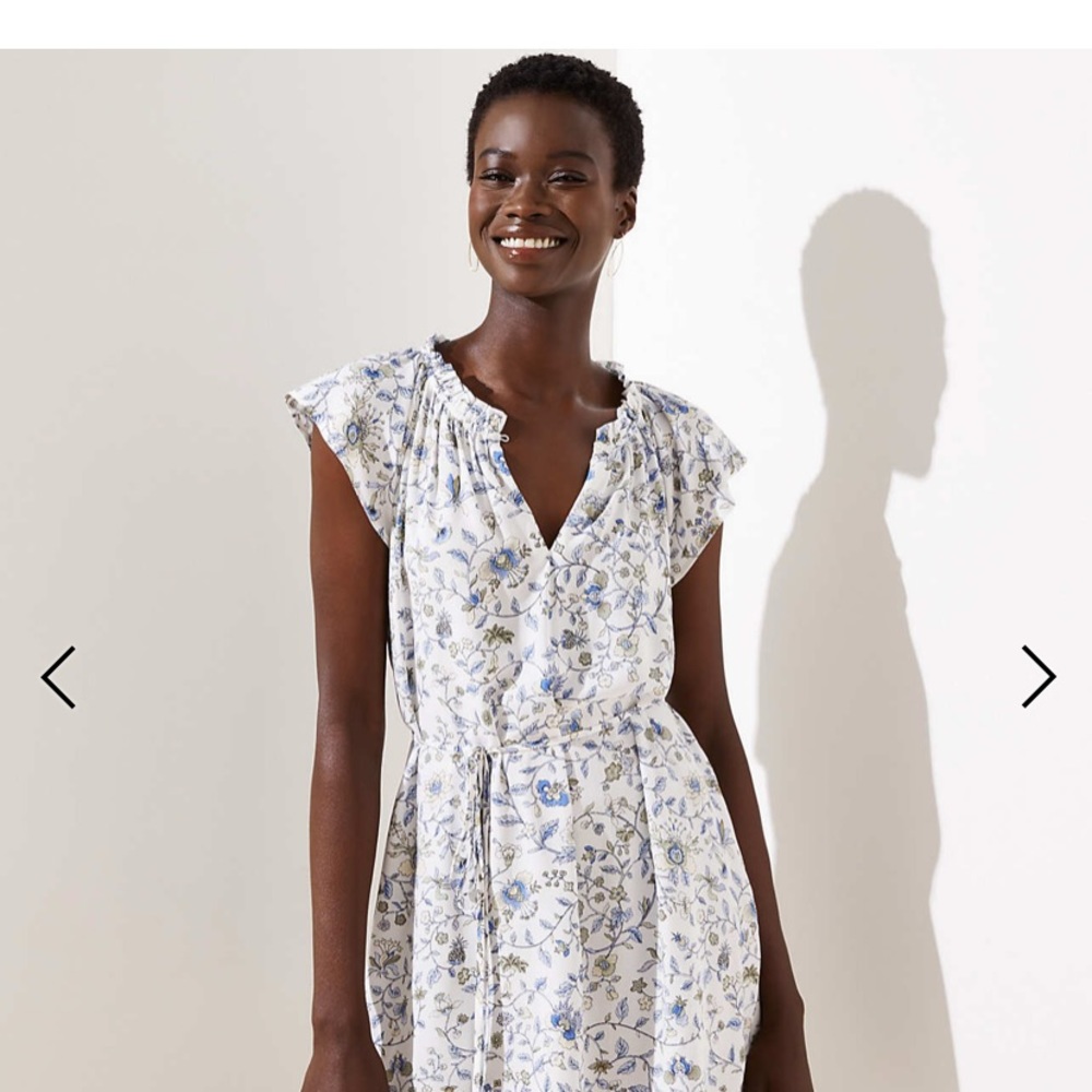 Loft Tall floral ruffle split next dress
